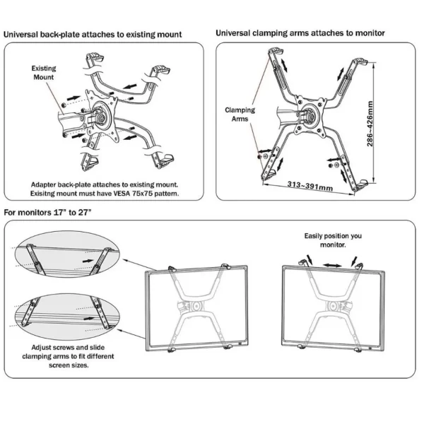 SOPORTE ADAPTADOR DE RACK PARA MONITOR NO VESA FP-1 NB - Imagen 4