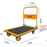 CARRO DE CARGA PLATAFORMA PLEGABLE 300 KG TOLSEN 61x90x85