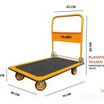 CARRO DE CARGA PLATAFORMA PLEGABLE 150 KG TOLSEN 47x73x83